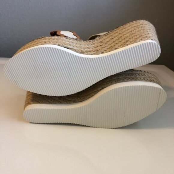 New SEE by CHLOE' Glyn Scalloped Leather Espadrille Wedge Sandal 11 MSRP $350 - Picture 7 of 9
